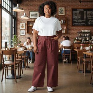 Madewell Womens Burgundy Wide Leg Pants Size 14